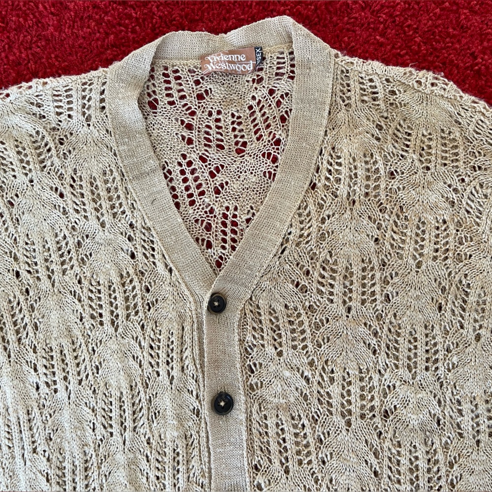 NEW Vivienne Westwood SS16 KNIT CARDIGAN BEIGE S/M 100% SILK - Picture 3 of 14